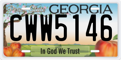 GA license plate CWW5146