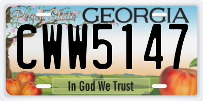 GA license plate CWW5147