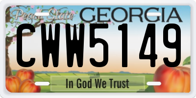 GA license plate CWW5149