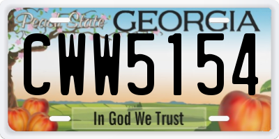 GA license plate CWW5154