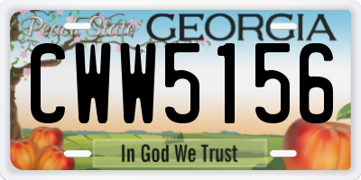 GA license plate CWW5156