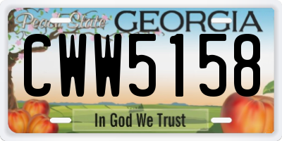 GA license plate CWW5158