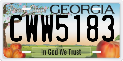 GA license plate CWW5183