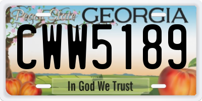 GA license plate CWW5189