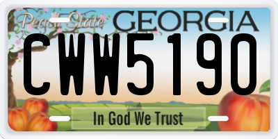GA license plate CWW5190