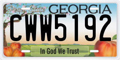 GA license plate CWW5192