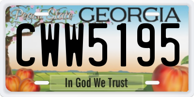 GA license plate CWW5195