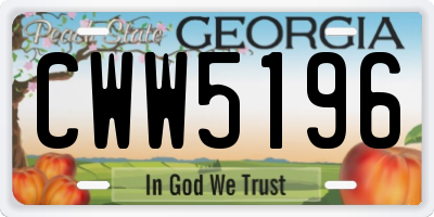 GA license plate CWW5196
