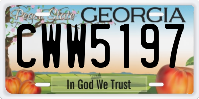GA license plate CWW5197