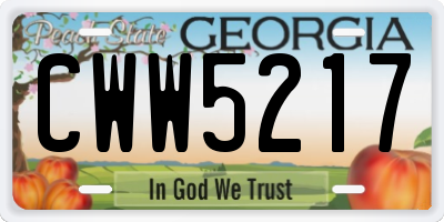 GA license plate CWW5217