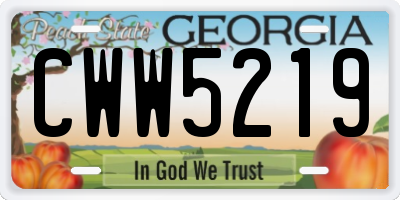 GA license plate CWW5219