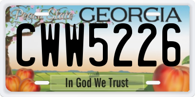 GA license plate CWW5226