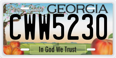 GA license plate CWW5230