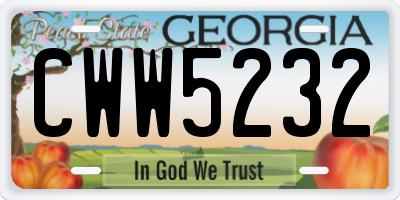 GA license plate CWW5232