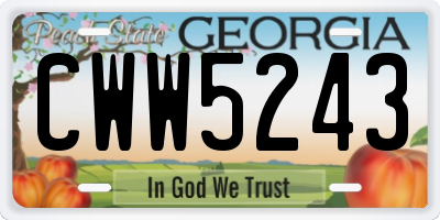 GA license plate CWW5243