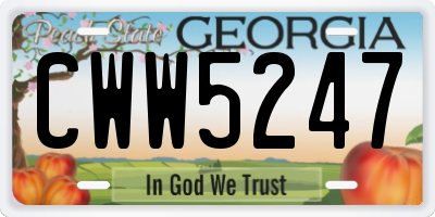 GA license plate CWW5247