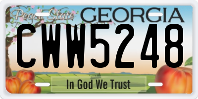 GA license plate CWW5248