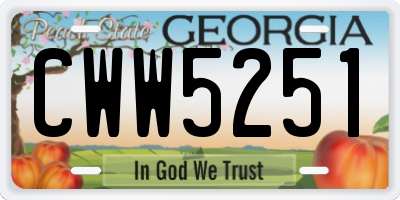 GA license plate CWW5251
