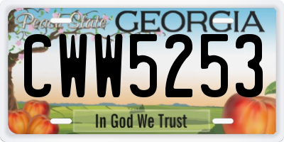 GA license plate CWW5253
