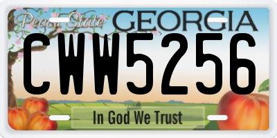 GA license plate CWW5256