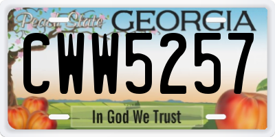 GA license plate CWW5257