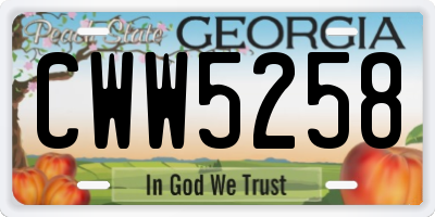 GA license plate CWW5258