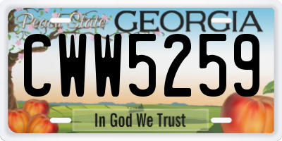 GA license plate CWW5259