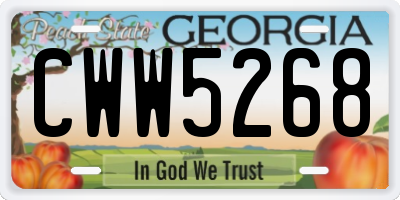GA license plate CWW5268