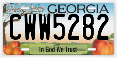 GA license plate CWW5282
