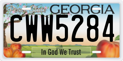 GA license plate CWW5284