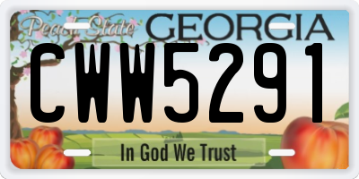 GA license plate CWW5291