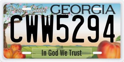 GA license plate CWW5294