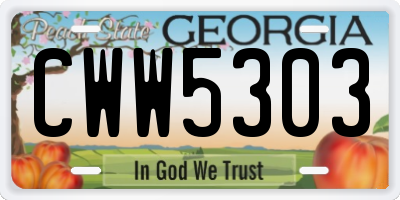 GA license plate CWW5303