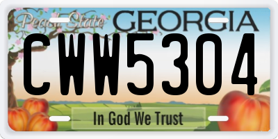 GA license plate CWW5304