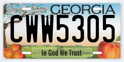 GA license plate CWW5305