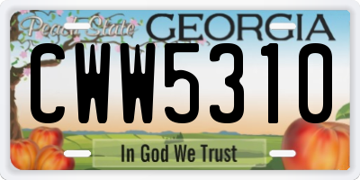 GA license plate CWW5310