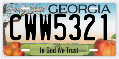 GA license plate CWW5321