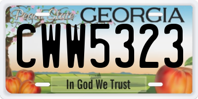 GA license plate CWW5323