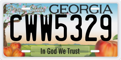 GA license plate CWW5329
