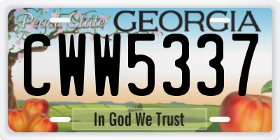 GA license plate CWW5337