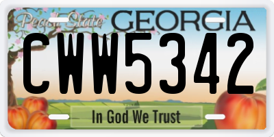 GA license plate CWW5342