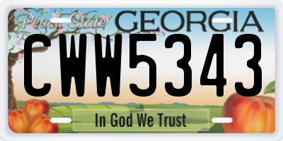 GA license plate CWW5343