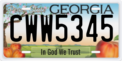 GA license plate CWW5345