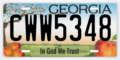 GA license plate CWW5348