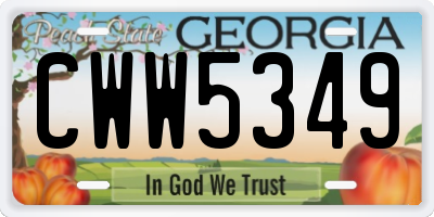 GA license plate CWW5349