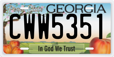 GA license plate CWW5351