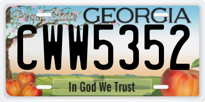 GA license plate CWW5352
