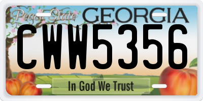 GA license plate CWW5356