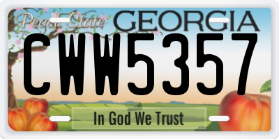 GA license plate CWW5357