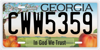 GA license plate CWW5359